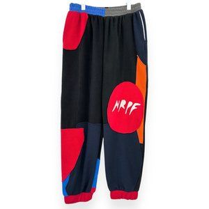 NWT Bethany Williams AW20 Multicolor "NRPF" Recycled Fleece Joggers sz M